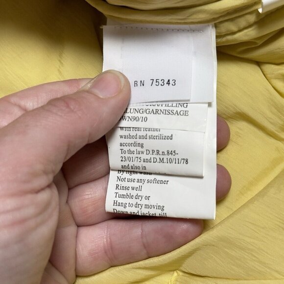 Vintage 70s‎ Down Puffer Jacket Pale Butter Yellow Real Feathers Norma Dilegge - Picture 11 of 16